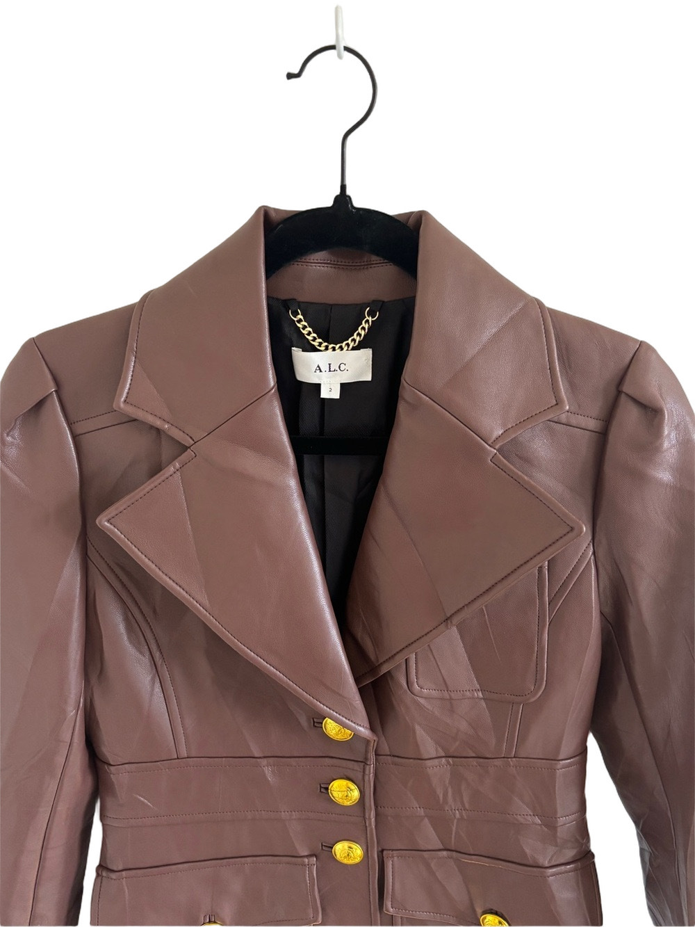 A.L.C. Amelia Jacket Caffe Faux Leather Blazer Size 2 - Picture 8 of 12